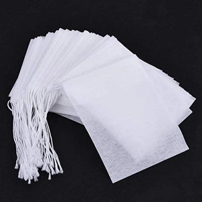 Imagen de Bolsas de Filtro Té,200 Piezas Infusor Té Desechables con Cordón,Papel Vacio Filtros Bolsa para Hojas Sueltas e Hierbas Especias 6x8 cm Blanco