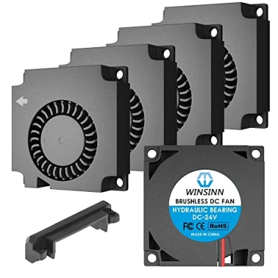Imagen de WINSINN Ventilador soplador de 40 mm, turbina turbo 4010 24 V, x 10 con piezas guía aire, alta velocidad (paquete 5 unidades)