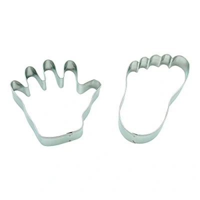 Imagen de BekkiB 226162 Juego de 2 Moldes y Cortadores para Galletas con Forma Mano Acero Inoxidable Hornear