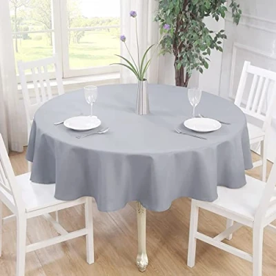 Imagen de GREATOYAR Mantel Antimanchas Redondo, Impermeable, Hule Mesa, Resistente, Lavable, Ideal para Interiores y Exteriores, Decoración de Gris, Diámetro 180cm