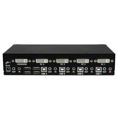 Imagen de StarTech.com Conmutador Switch KVM de 4 Puertos Vídeo DVI con Doble Enlace Audio USB 2.0