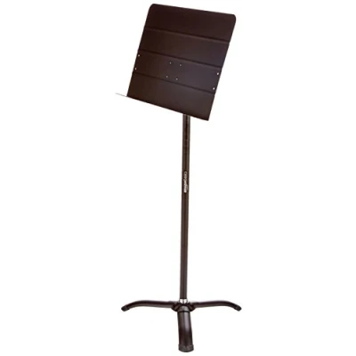 Imagen de Amazon Basics Atril de Partituras Plegable para Orquesta, Altura Ajustable 108 a 162 cm, Inclinable, Usos Pie y Sentado, Estable, Base Trípode Negro