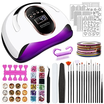 Imagen de JOTOL 168W Lampara LED UV de Cuero para Uñas Gel con 4 Temporizadores, Sensor Inteligente, Portátil, Placa Base Extraíble, Secador Accesorios.