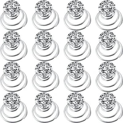 Imagen de Juego de 60 torceduras cristal diamantes imitación horquilla bobina en espiral para boda, novia, fiesta, ocasión importante con contenedor transparente (despejado)