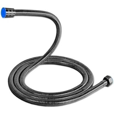 Imagen de manguera ducha negra 2m 200 cm acero Inoxidable sistema anti Torsion ultra resistente al Desgaste universal de 2 metros