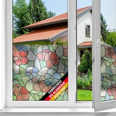 Imagen de d c fix vinilo adhesivo para cristales ventanas Lisboa rojo autoadhesivo opaco translúcido privacidad decorativo mampara de ducha baño lámina pegatina 45 cm x 2 m