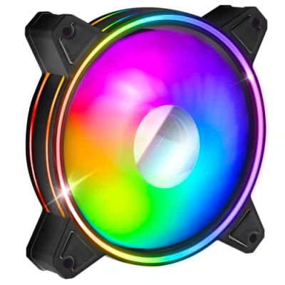 Imagen de EMPIRE GAMING Ventilador de Caja Mirror PC Gamer 120 mm Flujo aire elevado RGB Direccionable LED PWM 3 Pines 5 V Dual Loop Silencioso Refrigeración 12 CM Negro