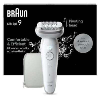 Imagen de Braun Silk épil 9, Depiladora Eléctrica Para Una Eliminación Del Vello Fácil, Piel Suave Duradera, 9 011, Blanca/Plateada