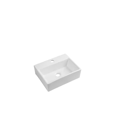 Imagen de iBathUK Lavabo rectangular moderno de cerámica, color blanco brillante, 400 x 300 mm