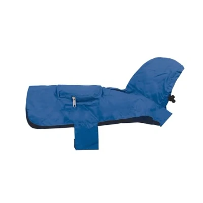 Imagen de Record impermeable bolsillo para perros con capucha ajustable. Abrigo de y plegable cierre velcro. Chaqueta orificio la correa (Azul, XS)