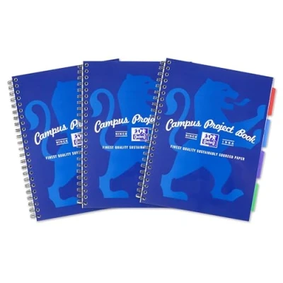 Imagen de Oxford Campus Project Book Paquete de 3 cuadernos anillas (A4, 200 páginas), multicolor