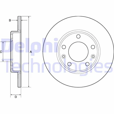 Imagen de DELPHI BG4670C Disco de freno 249 10 5 macizo revestido sin procesar cojinete rueda, anillo sensor ABS PEUGEOT: 308 II Hatchback, SW 2
