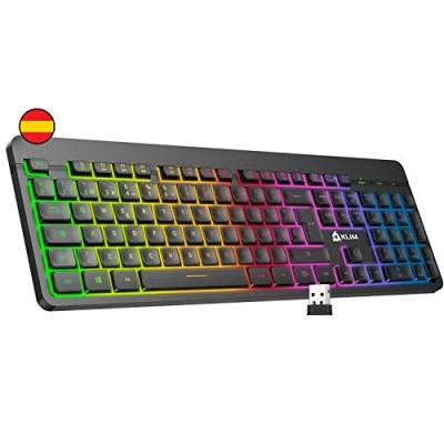 Imagen de KLIM Light V2 Teclado Inalámbrico Gaming + Nuevo 2023 Ligero, Duradero, Ergonómico, Silencioso Batería de Larga duración Gamer PC Mac PS4 PS5 Xbox One Negro