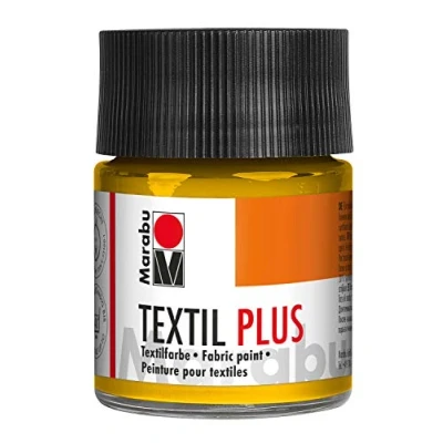 Imagen de Marabu Textil Plus Tela, Color Amarillo Medio, oscuras, Adecuada para Pintura de Telas e impresión Tejidos, después la fijación, Lavable hasta 40 C, Jaune Moyen, 50 ml (Pack of 1),
