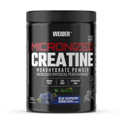 Imagen de Weider Micronized Creatine Monohydrate Powder (300g) Sabor Chicle de Frambuesa. Monohidrato Creatina 200 Mesh con AstraGin, Stevia, Sin Grasa, Estimulante, Vegan