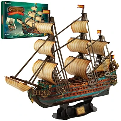 Imagen de Puzzle 3D Barco Pirata San Felipe Maquetas para Construir Adultos Y Niños Maqueta Puzzles Montar 248 Piezas 240 Min De Montaje