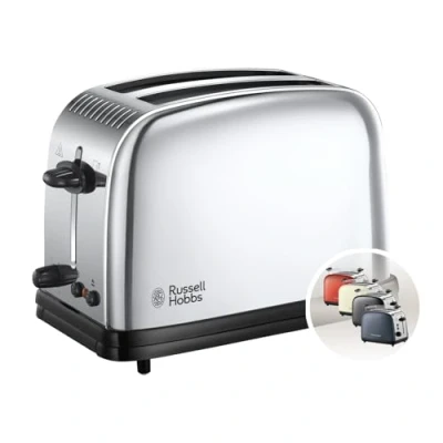 Imagen de Russell Hobbs Tostadora Victory 2 Ranuras Cortas y Anchas, Tostador para Rebanadas, Bandeja Recogemigas, Función Cancelar, Descongelar Extraelevación, Acero Inoxidable, Plata 23311 56
