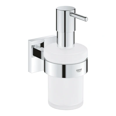 Imagen de GROHE Start Cube QuickFix Dispensador de jabón con soporte, gris mate, para pegar (pegamento QuickGlue A1) o atornillar, ref. 41098DC0