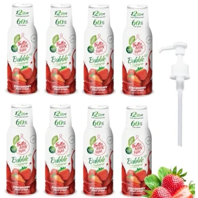 Imagen de 8 paquetes Light Bajo en carbohidratos Jarabe de fitness FruttaMax Azúcar Cero con Stevia 50 60% Contenido Fruta (8x500ml) (8 x Fresa Light)