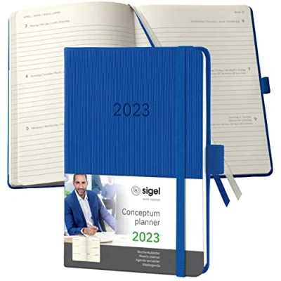 Imagen de SIGEL C2369 Agenda semanal Conceptum 2023 aprox. A6 azul hardcover dos páginas = una semana 176 S.