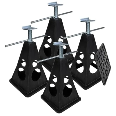 Imagen de ProPlus 360808 Caballetes De apoyo (4 unidades, altura ajustable con bandeja plástico, carga max. 750 kg)