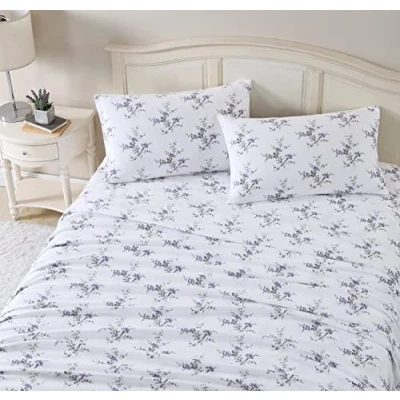 Imagen de Laura Ashley Home Sábanas King, Juego de Cama Franela algodón, Cepillado para Mayor suavidad y Comodidad (Jessika, King)