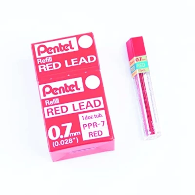 Imagen de Pentel PPR Estuche de 12 cables recarga rojos para lápices mecánicos 0.7 mm
