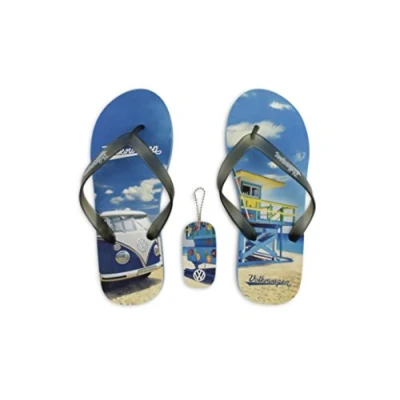 Imagen de BRISA VW Collection Volkswagen Furgoneta Hippie Bus T1 Van Fli flops Vintage con Llavero, Sandalias de Playa, Zapatos Baño, Chanclas Retro, Chancletas Verano (S 36/37, Beach Life)