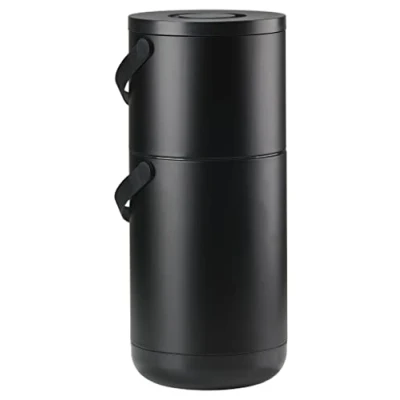 Imagen de ZONE DENMARK FH 26521 Cubo de Basura Circular, 31,5 x 65,5 cm, 22+12 litros, Negro, Acrilonitrilo butadieno estireno Metal, 28 cm
