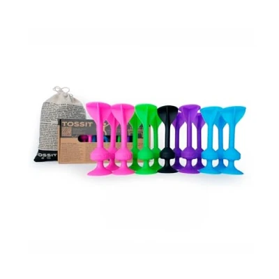 Imagen de TOSSIT Juego dardo Ventosa, Petanca Interior Exterior para Suelo y Pared, Silicona Potente Duradera, 4 Colores, Family Pack, Rosa Azul Claro Morado Verde