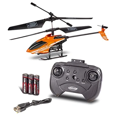 Imagen de Carson 500507155 Nano Tyrann 230 Gyro IR 2CH, 100% Listo para Volar, teledirigido, helicóptero RC, Pilas y Mando a Distancia incluidos, Color Naranja, Small