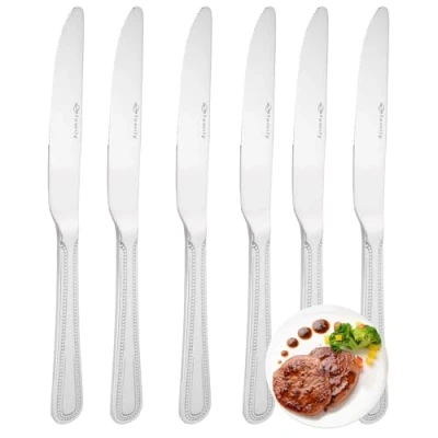 Imagen de YS FAMILY Pack 6 Cuchillo de Mesa Acero Inoxidable Diseño Punto, Elegancia y Funcionalidad para Cada Ocasión, Cubiertos Alta Gama Hogar Restaurante, 22.6x2CM