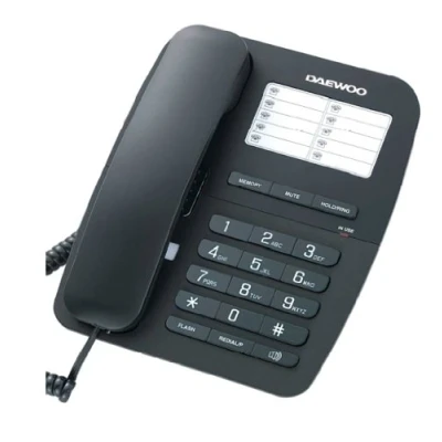 Imagen de Daewoo Teléfono Fijo DTC 240 con Función Rellamada Sencillo de Usar Manos Libres y Transferencia Llamada Color Negro