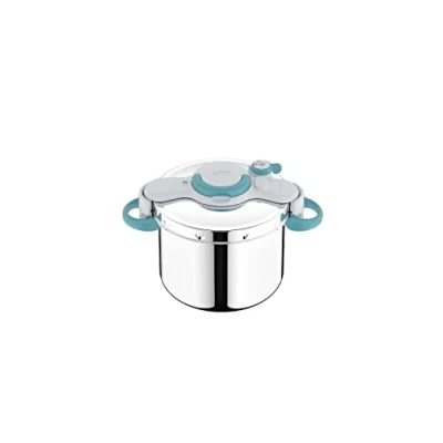 Imagen de Seb ClipsoMinut Easy + Azul 9L Asas Rabatitables Cocotte minute® Induction Libro de 100 recetas Olla a Cocina Inox Fabricado en Francia Fácil usar,
