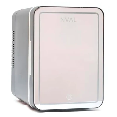 Imagen de NVAL Mini Nevera Cosmeticos con Espejo Iluminado, 4L, Portatil 12V/220V, Neveras Para Habitacion, Electrica, Oficina, Fridge
