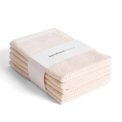 Imagen de herzbach home Colección Spa Toallas de mano para invitados, 30 x 50 cm, 100% algodón (crema)