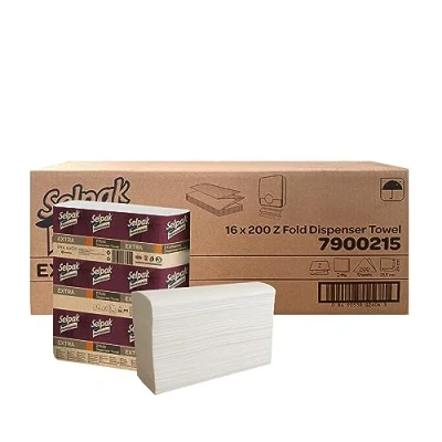 Imagen de Selpak toallas de papel plegables profesionales en Z, mano multipliegue 2 capas, desechables, 16 x 200, 3200 pulgadas total, absorbentes, toalla blanca suave