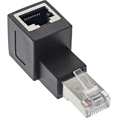Imagen de InLine Adaptador RJ45 (Cat. 6A, RJ45, Macho a Hembra, ángulo de 90)