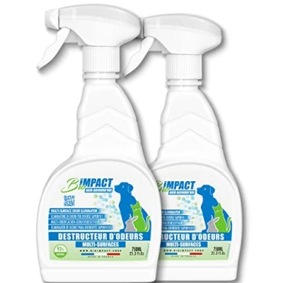 Imagen de Eliminador de olor orina gato, 2 x 750 ml, todas las superficies, no repelente, aerosol enzimático para mascotas