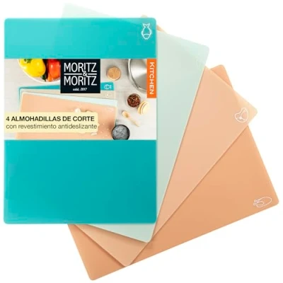 Imagen de Moritz &amp; 4x Tabla de cortar flexible 28 x 38 cm Plastico 2mm Grosor cocina Superficie Antideslizante para un Corte Seguro