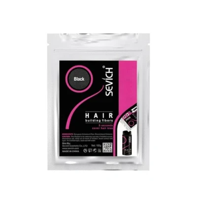 Imagen de Sevich fibras capilares unisex 5 segundos disimula la caída del cabello, reconstruye el naturales de queratina para cabello debilitado, 100g negro