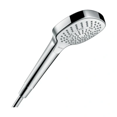 Imagen de hansgrohe Croma Select E ducha de mano, alcachofa con 3 tipos chorro, cabezal rectangular (110 x 110 mm), sistema antical, blanco/cromo, 26810400