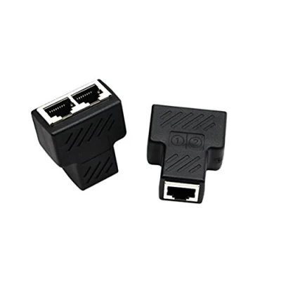 Imagen de CERRXIAN Adaptador divisor RJ45, de cable Ethernet Cat5, Cat5e, Cat6, Cat7, conector extensión red kit intercambio cables (adaptador RJ45) (versión regular)