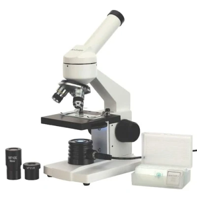 Imagen de AmScope 40X 1000X Microscopio Compuesto biológico con Diapositivas preparadas y en Blanco para Estudiantes niños