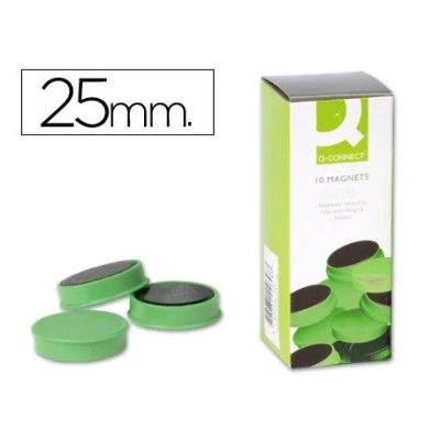 Imagen de imanes para sujecion q connect ideal pizarras magneticas25 mm verde caja de 10