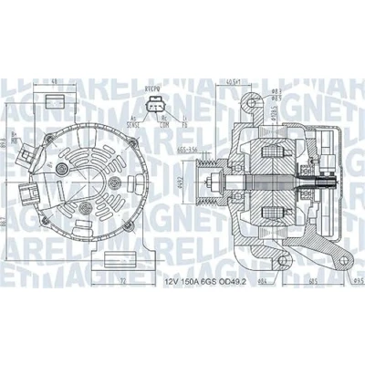 Imagen de MAGNETI MARELLI 063731575010 Alternador 12V 150A FORD: Focus 2, 2 Limousine, C Max