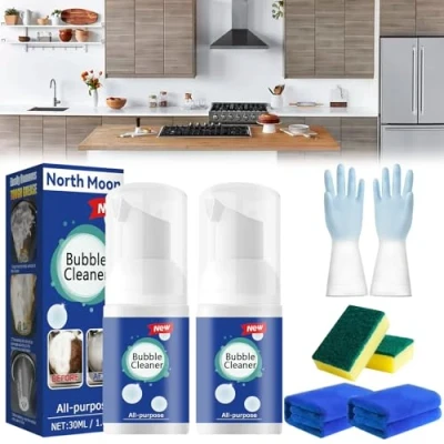 Imagen de Spray de limpieza multiusos sin enjuague, espuma limpiadora burbujas, limpiador burbujas en aerosol profunda cocina, potente manchas, removedor grasa y mugre