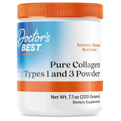 Imagen de Doctor&#039;s Best, Pure Collagen Type 1 y 3, 200g Polvo, Probado en Laboratorio, Sin Gluten, Soja