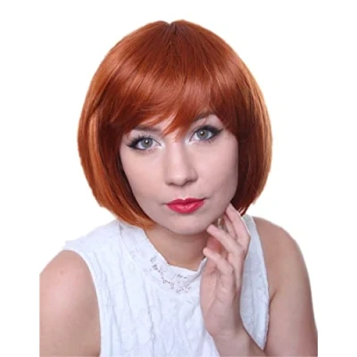 Imagen de Prettyland C531 calor Bob peluca de pelo corto resistente lisa naranja