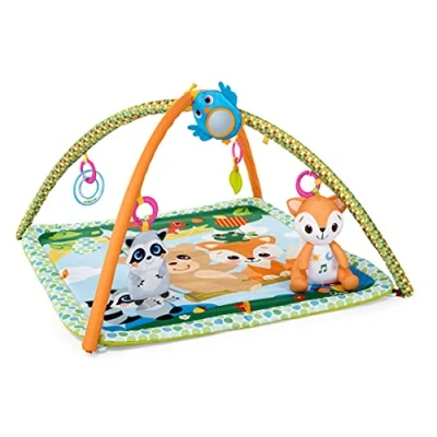 Imagen de Chicco Descansa y Juega, Gimnasio Multifunción con Arco para Bebés, Manta de Actividades, 5 Muñecos Colgantes Extraíbles, Zorro Peluche, Música Relajante Luces Suaves Juguetes Bebé 0+ Meses